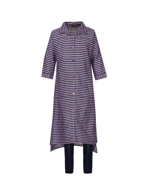 Aarika Girls Blue Regular A-Line Pure Cotton Kurti & Churidar