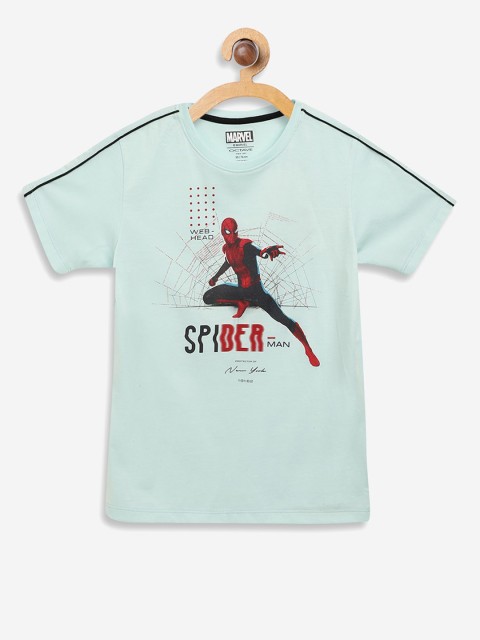 

Octave Boys Blue Spider-Man Print Round Neck Cotton Pure Cotton T-shirt