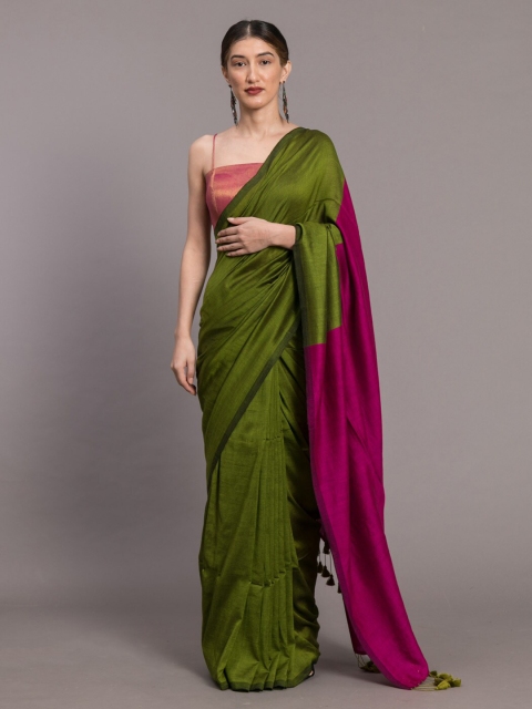 

Suta Green Solid Colourblocked Saree
