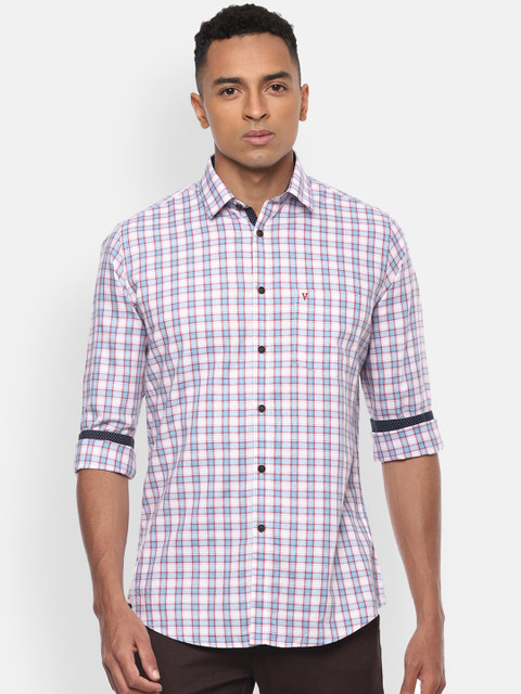 

Van Heusen Sport Men White & Blue Slim Fit Checked Pure Cotton Casual Shirt