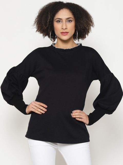 

Twenty3 Women Black Long Cuff Sweatshirt