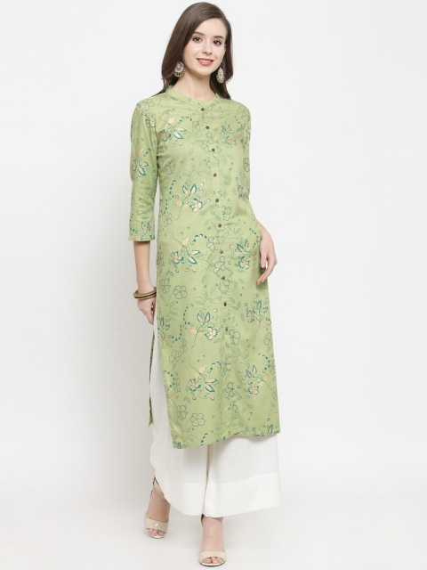 

Varanga Women Green Floral Printed Floral Kurta