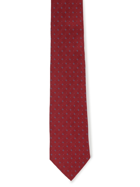 

Louis Philippe Red & White Woven Design Broad Tie
