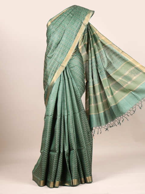 

Pothys Green Pure Silk Woven Design Tussar Saree