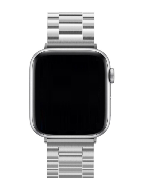 

macmerise Silver-Toned Stainless Steel Single-Piece Apple Watch Band Strap
