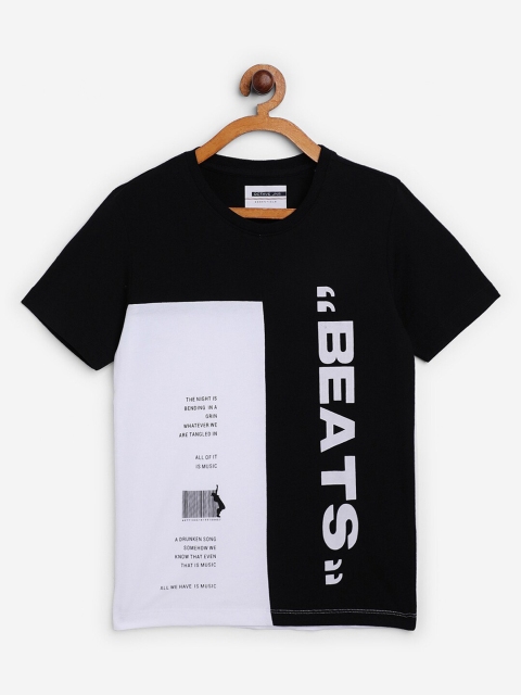 

Octave Boys Black Printed Round Neck Cotton T-shirt