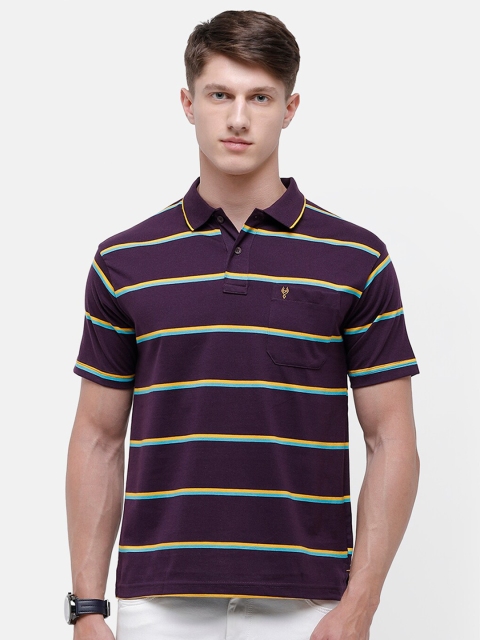 

Classic Polo Men Purple Striped Polo Collar T-shirt