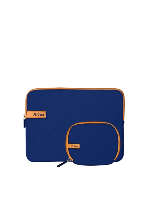 

AirCase Unisex Blue & Orange Solid Laptop Sleeve With Pouch