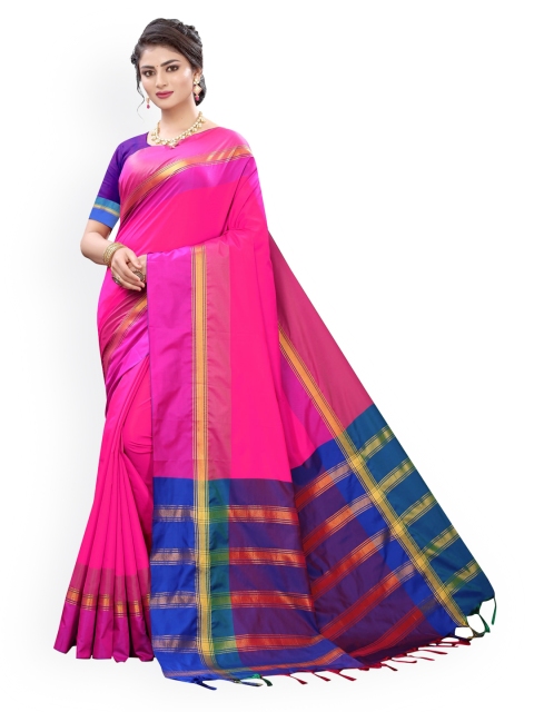 

KALINI Pink Solid Banarasi Saree