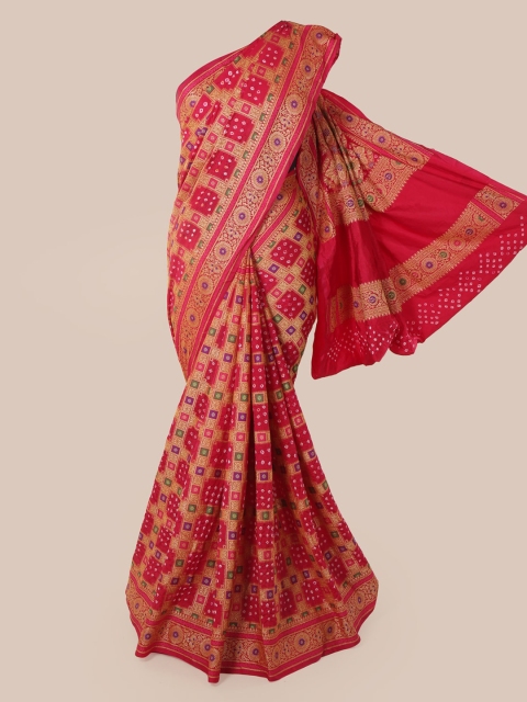 

Pothys Red Woven Design Bandhani Saree