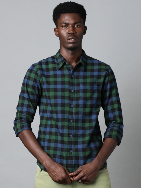 

Blue Saint Men Blue & Green Regular Fit Checked Casual Shirt