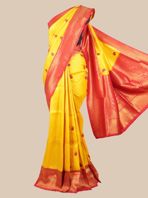 

Pothys Yellow & Red Pure Silk Woven Design Banarasi Saree