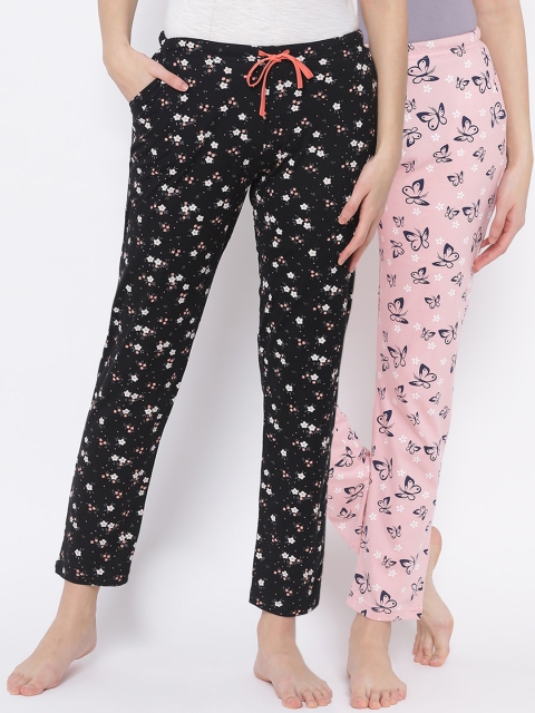 

Kanvin Women Pack of 2 Printed Cotton Lounge Pants, Pink