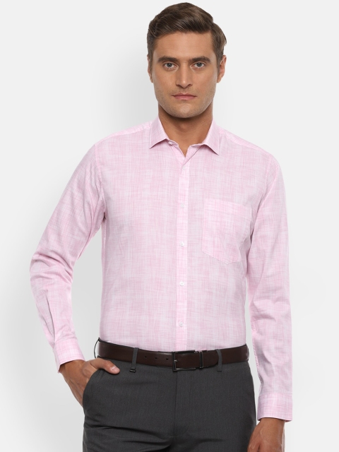 

Van Heusen Men Pink & White Regular Fit Checked Cotton Formal Shirt