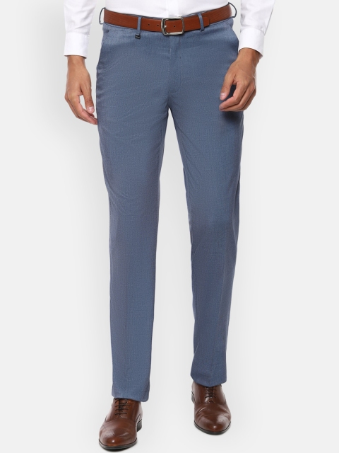 

Van Heusen Men Blue Solid Formal Trousers