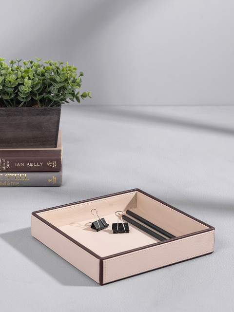 

Pure Home and Living Cream-Coloured Solid Square Tray