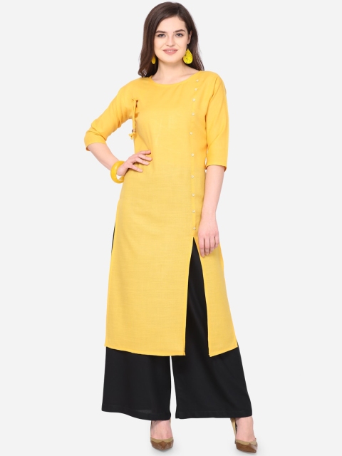 

SAADHVI Women Yellow Regular A-Line Kurta with Palazzos