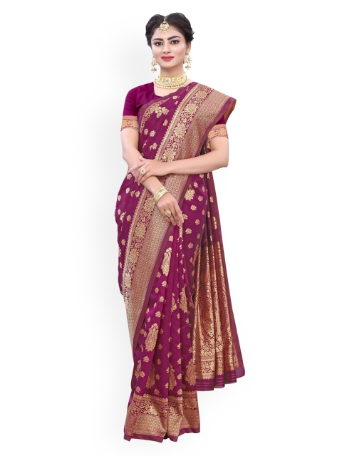 

KALINI Purple Poly Silk Woven Design Banarasi Saree