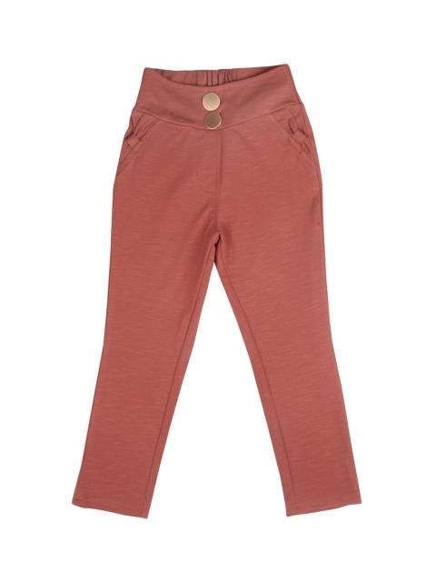 

Tiny Girl Girls Rust Brown Solid Skinny-Fit Treggings