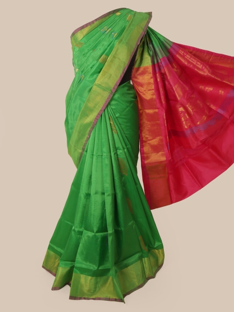 

Pothys Green & Red Pure Silk Woven Design Kanjeevaram Saree