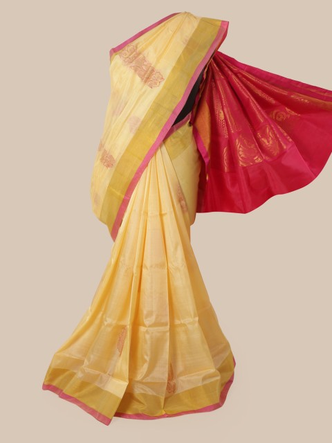 

Pothys Cream-Coloured Pure Silk Woven Design Kanjeevaram Saree