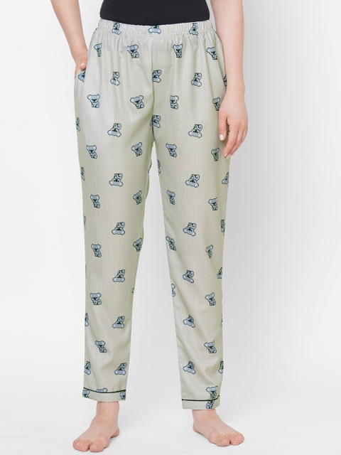 

FashionRack Women Pastel Green & Grey Printed Lounge Pants