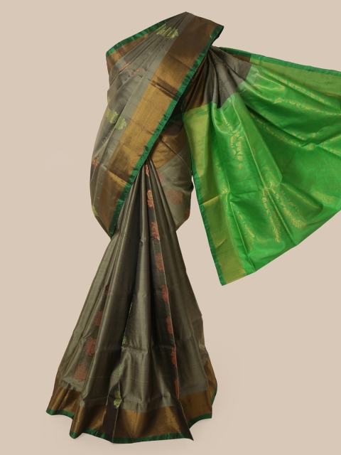 

Pothys Olive Green Pure Silk Woven Design Kanjeevaram Saree