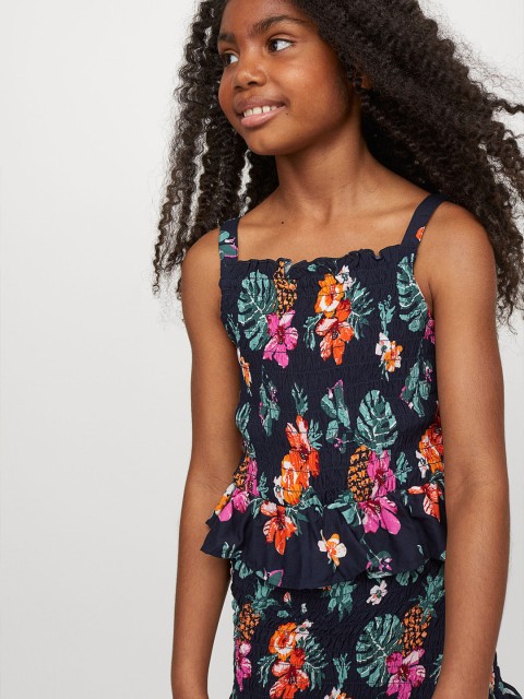 

H&M Girls Blue Printed 2-Piece Smocked Set