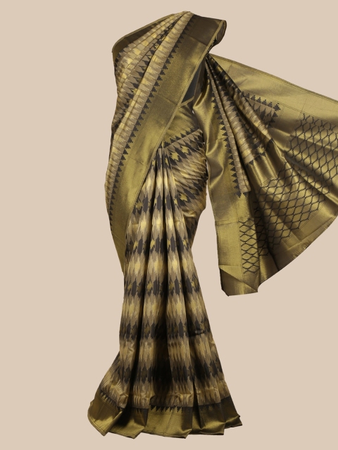 

Pothys Green & Beige Art Silk Printed Banarasi Saree