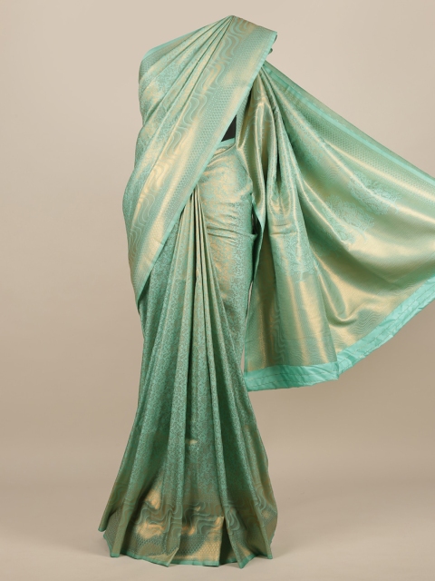 

Pothys Blue & Gold-Toned Jute Silk Woven Design Saree