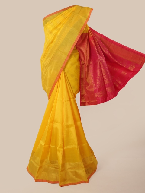

Pothys Yellow Pure Silk Solid Kanjeevaram Saree