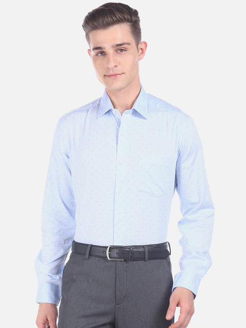 

Arrow Men Blue Pure Cotton Slim Fit Printed Formal Shirt