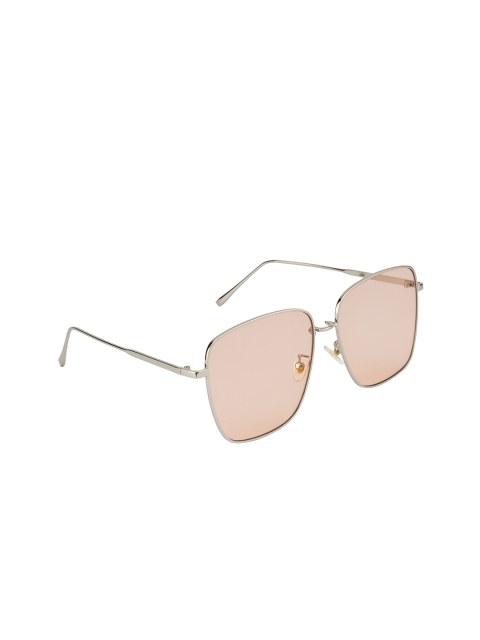 

Ted Smith Unisex Pink Lens & Silver-Toned Square Sunglasses with UV Protected Lens