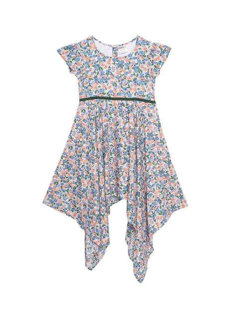 

ZION Girls Blue & Pink Floral A-Line Dress
