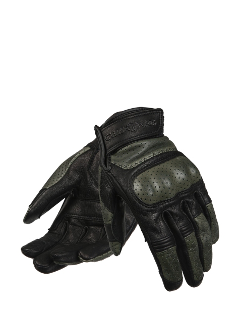 

Royal Enfield Men Olive-Green & Black Colour-Blocked Urban Tourer Gloves