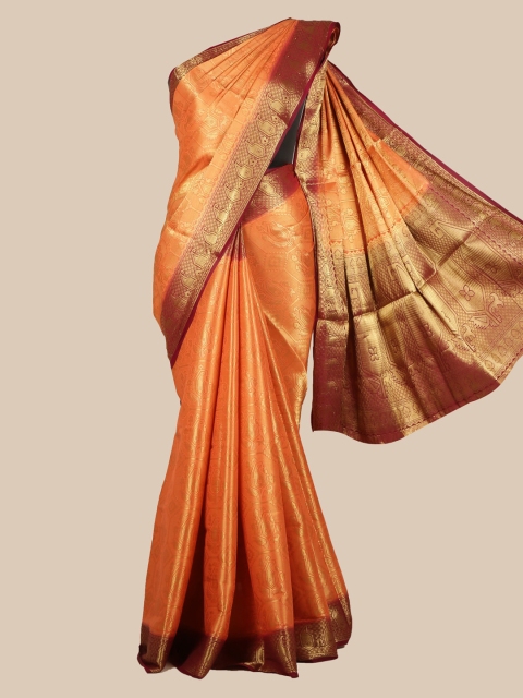

Pothys Peach-Coloured & Brown Art Silk Woven Design Saree