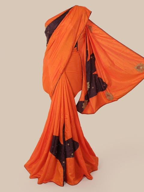

Pothys Orange Embellished Art Silk Saree