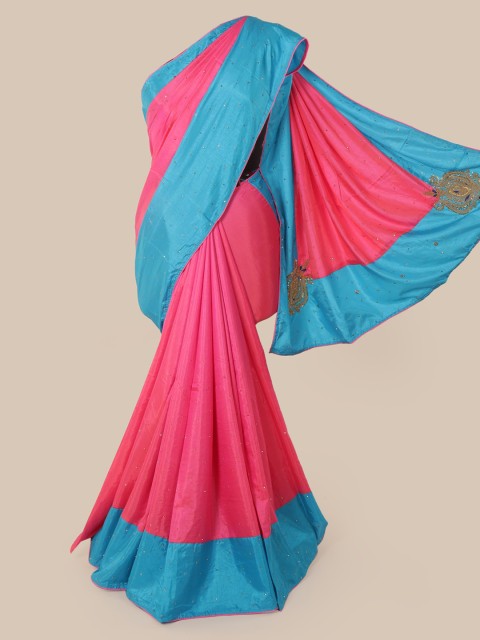

Pothys Pink & Blue Art Silk Embellished Saree
