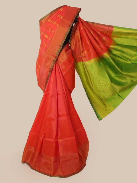 

Pothys Orange Pure Silk Woven Design Kanjeevaram Saree