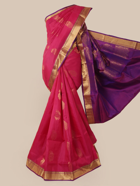 

Pothys Pink & Blue Pure Silk Woven Design Kanjeevaram Saree