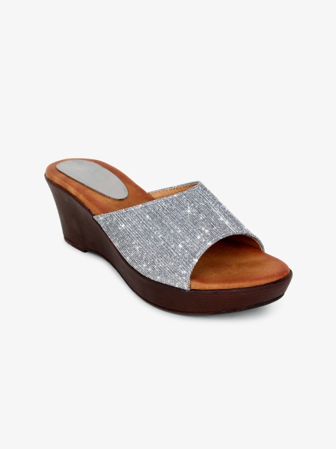 

Bloomtale Women Silver-Toned Shimmered Mules