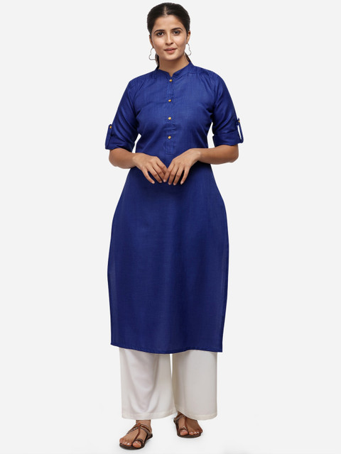 

Florence Women Blue Regular Straight Kurta with Palazzos