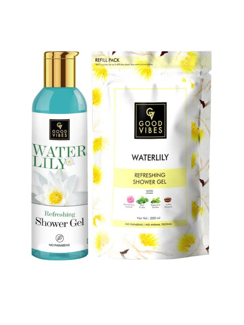 

Good Vibes Set of 2 Refreshing Shower Gel Combo - Waterlily, Transparent