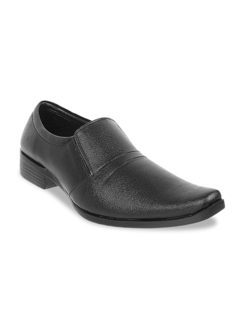 

WALKWAY Men Black Textured Formal Slip-Ons
