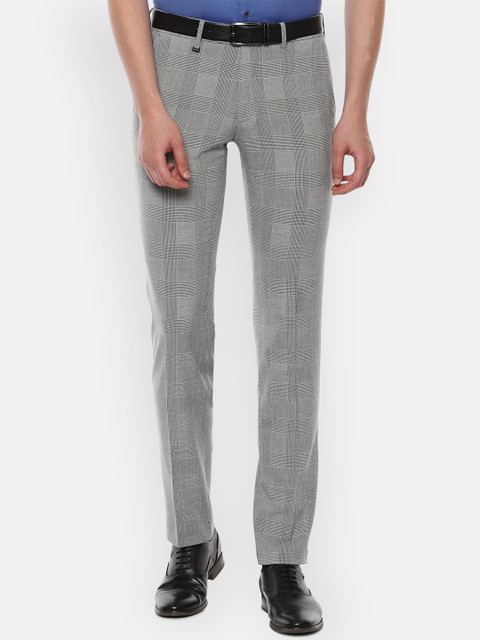 

Van Heusen Men Grey Checked Slim Fit Semiformal Trousers