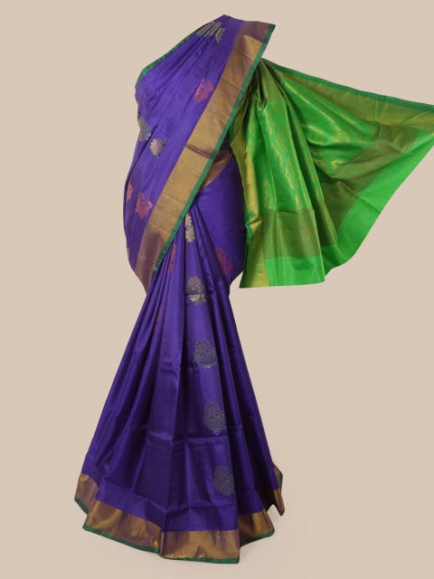 

Pothys Violet & Green Pure Silk Woven Design Kanjeevaram Saree