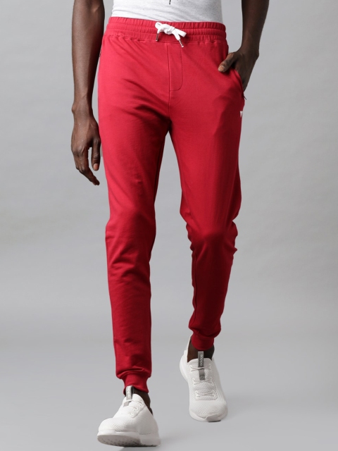 

Blue Saint Men Maroon Solid Slim-Fit Cotton Joggers