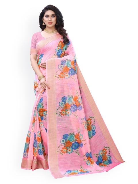 

KALINI Pink Printed Polycotton Saree