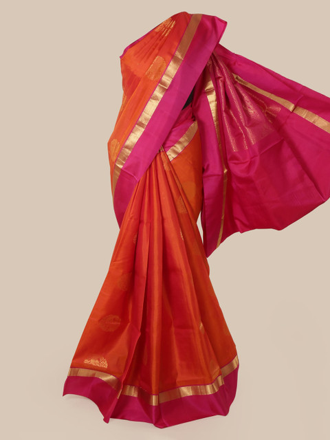 

Pothys Orange & Pink Pure Silk Woven Design Kanjeevaram Saree