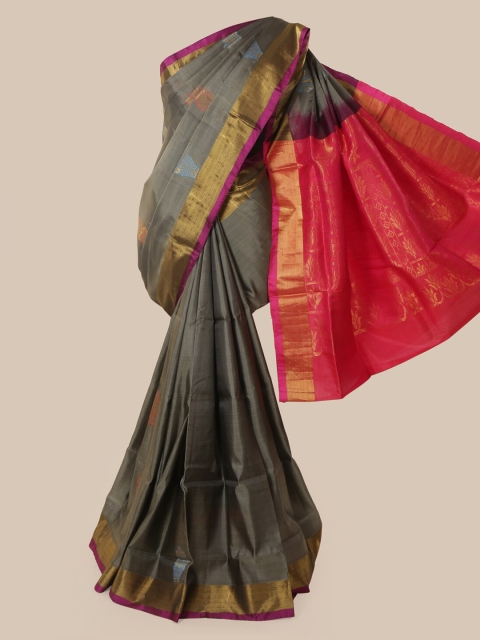 

Pothys Grey Pure Silk Woven Design Kanjeevaram Saree